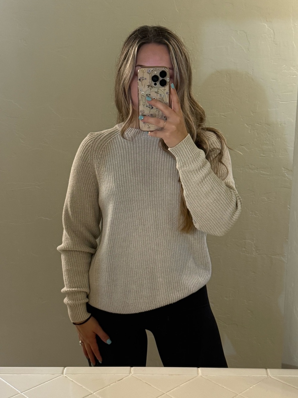Lands end tan sweater size small